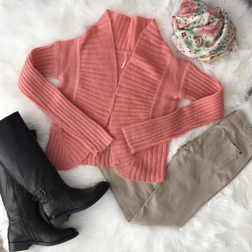 Free People Open Cardigan Peach Pink small